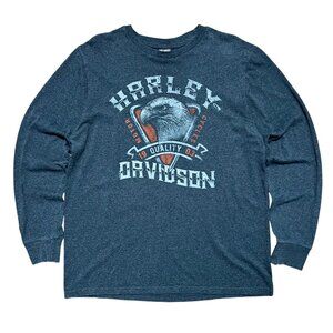 Harley Davidson Motorcycle Freedom Eagle & Football Long Sleeve Shirt, Men's XL